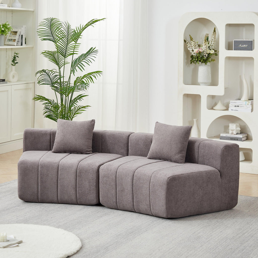 Curved Sectional Sofa with 2 Pillows for Any Space.