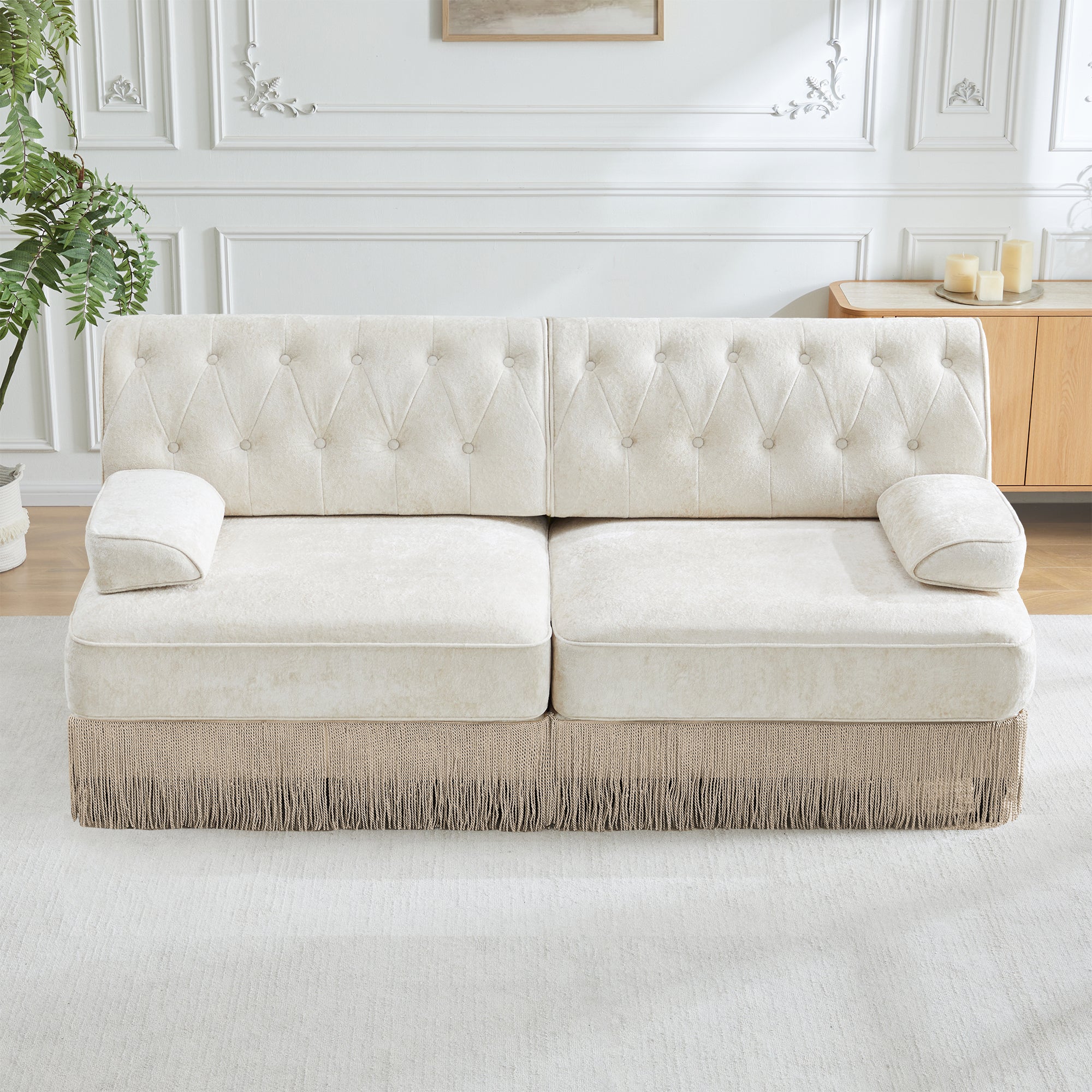 Chesterfield Style Velvet Sofa with Modular Design