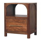 Solid Wood Arc-Line Bedside Table with Arch Design.