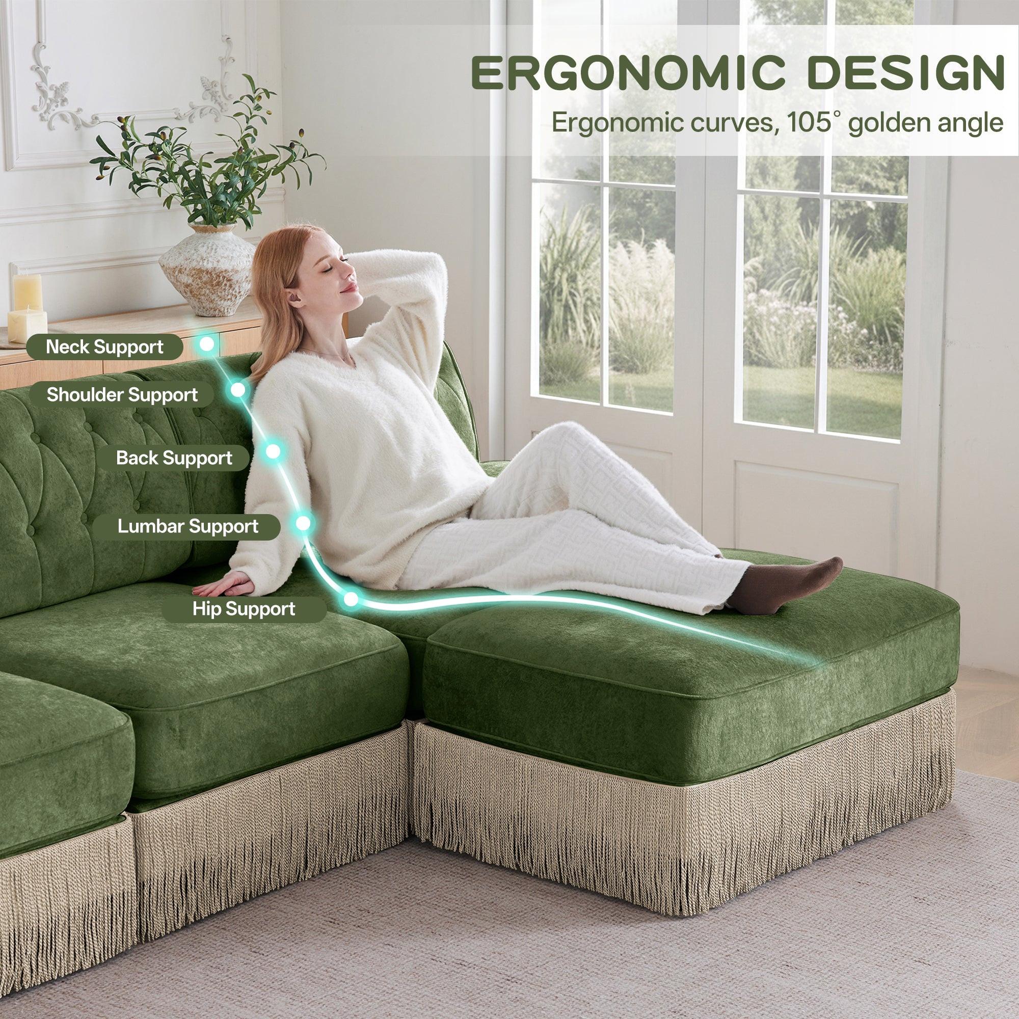 Pet-Friendly Velvet Sectional Sofa for Living Rooms.
