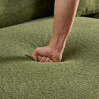 155.91 inch Curved Green Sectional Sofa with 5 Pillows.