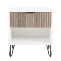 Dumbo 20' Fluted Nightstand in Rustic Gray and White (1-Drawer)