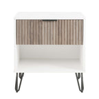 Dumbo 20' Fluted Nightstand in Rustic Gray and White (1-Drawer)