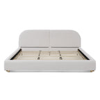 King Size Upholstered Bed Frame with Curved Headboard.