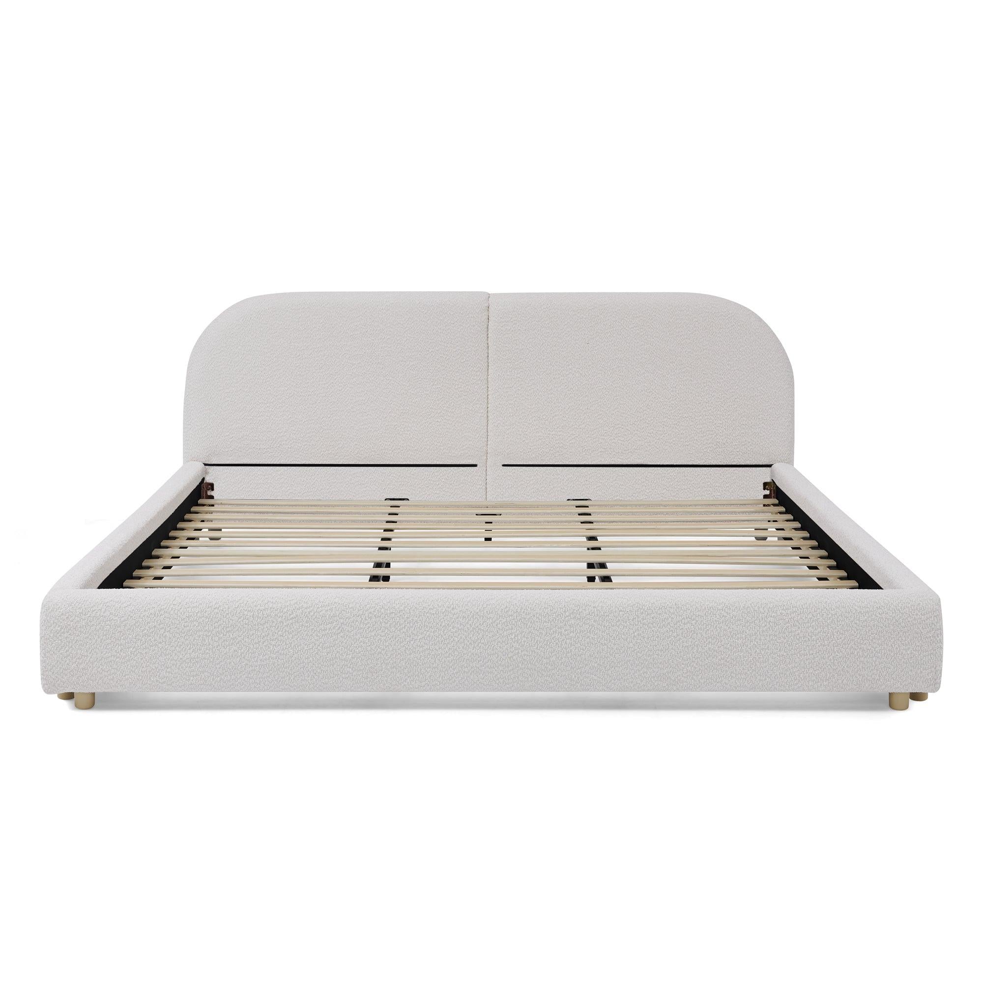 King Size Upholstered Bed Frame with Curved Headboard.