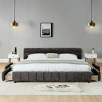 California King Upholstered Bed with Storage - Dark Gray.
