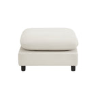 White ottoman from the 99 in. 4-piece L shaped modular sectional sofa set, featuring plush cushion and black legs for modern living rooms.