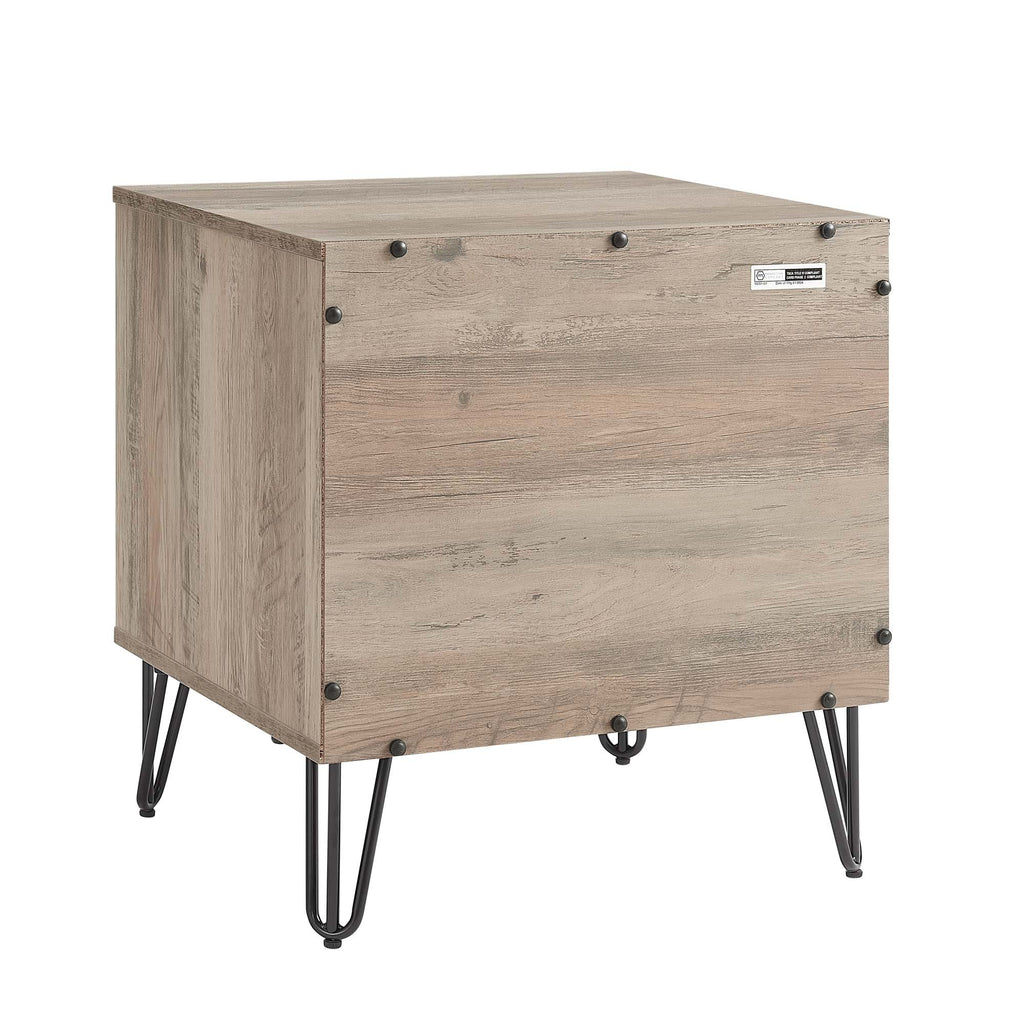 Dumbo 20' Fluted Nightstand in Rustic Gray (2-Drawer)
