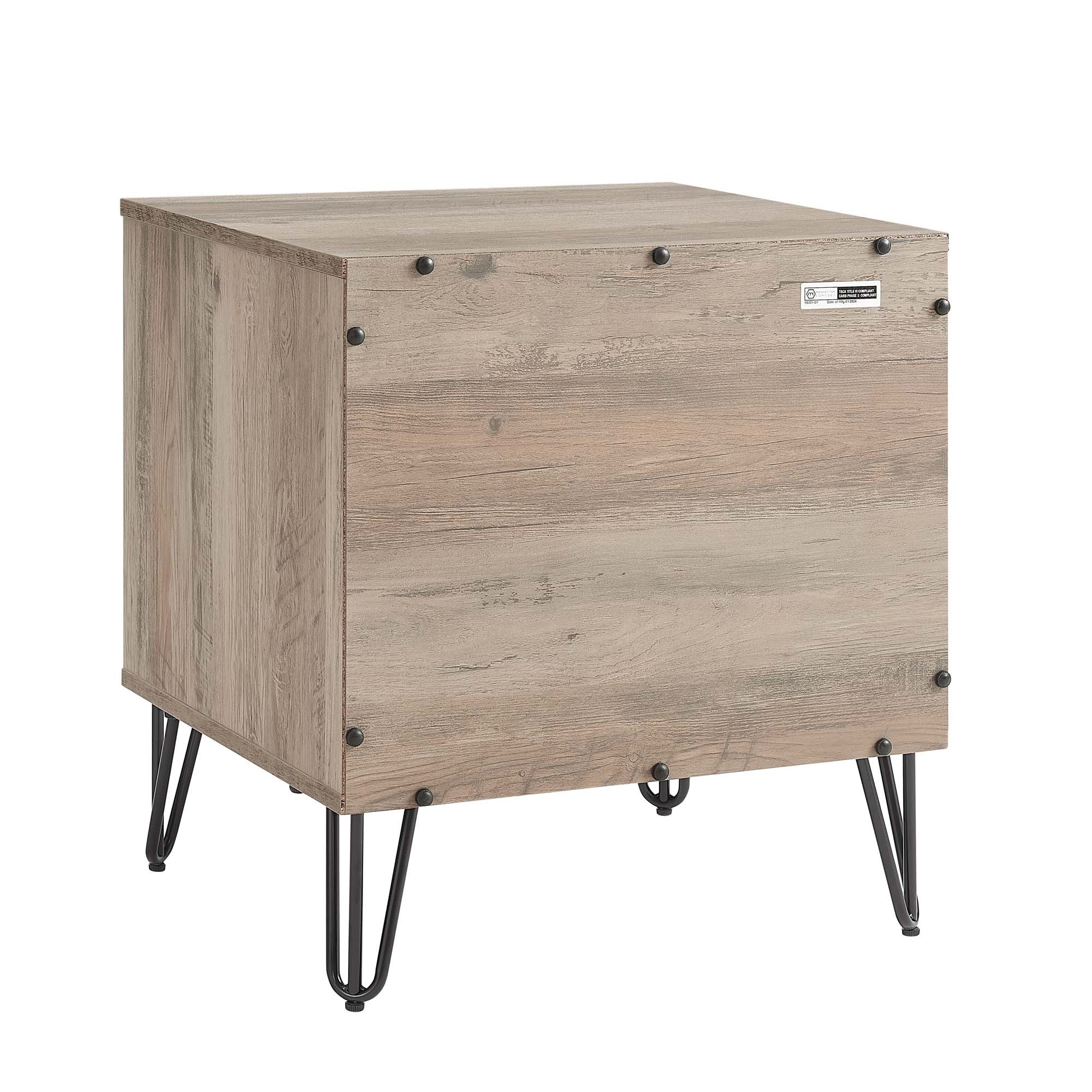 Dumbo 20' Fluted Nightstand in Rustic Gray (2-Drawer)
