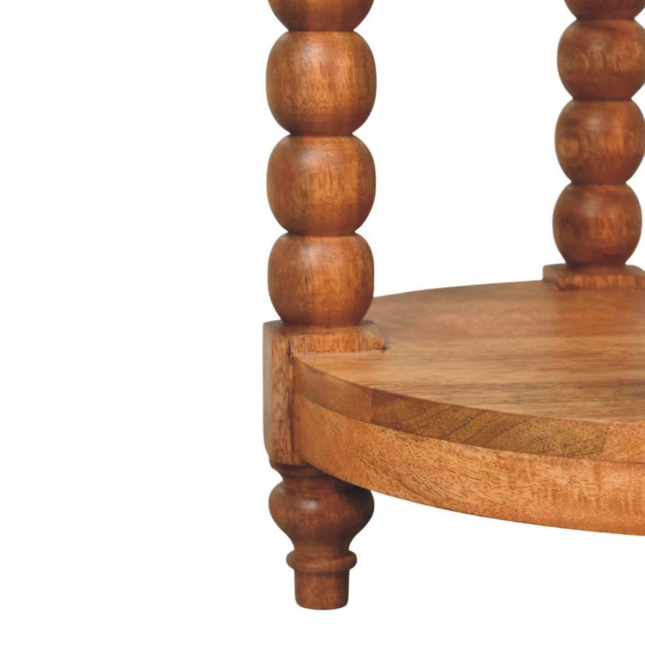 Wooden Barley Twist Round Side Table.