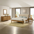 Vichy 5-Piece Walnut Rubberwood Queen Bedroom Set with Upholstery