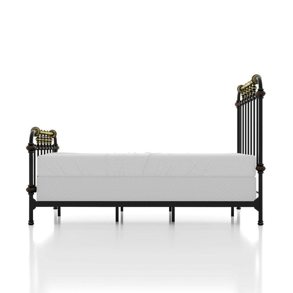 Antique Black Full Size Bed with Gold Accents.