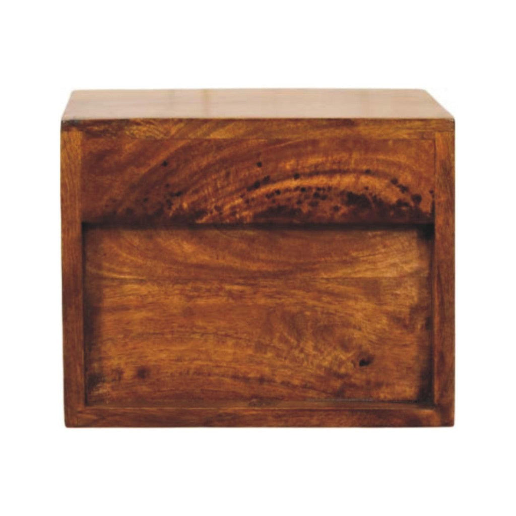 Solis 1-Drawer Chestnut Wall-Mounted Nightstand, 1 Open Slot, Brown.