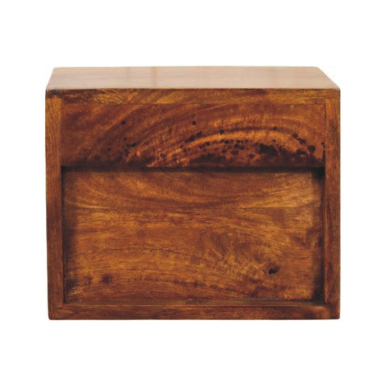 Solis 1-Drawer Chestnut Wall-Mounted Nightstand, 1 Open Slot, Brown.
