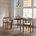 Beige Upholstered Dining Chair with Walnut Rubberwood Legs, Set of 2