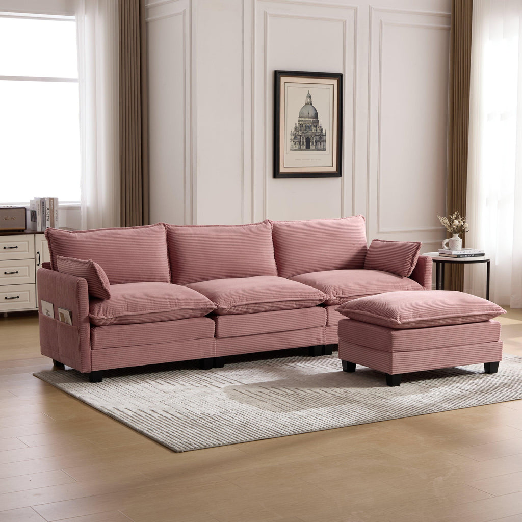 Oversized Modular Sectional Sofa with Movable Ottoman.