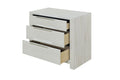 Jehoram Beige Nightstand - Synthetic Wood with 3 drawers open, showcasing storage depth and modern design.