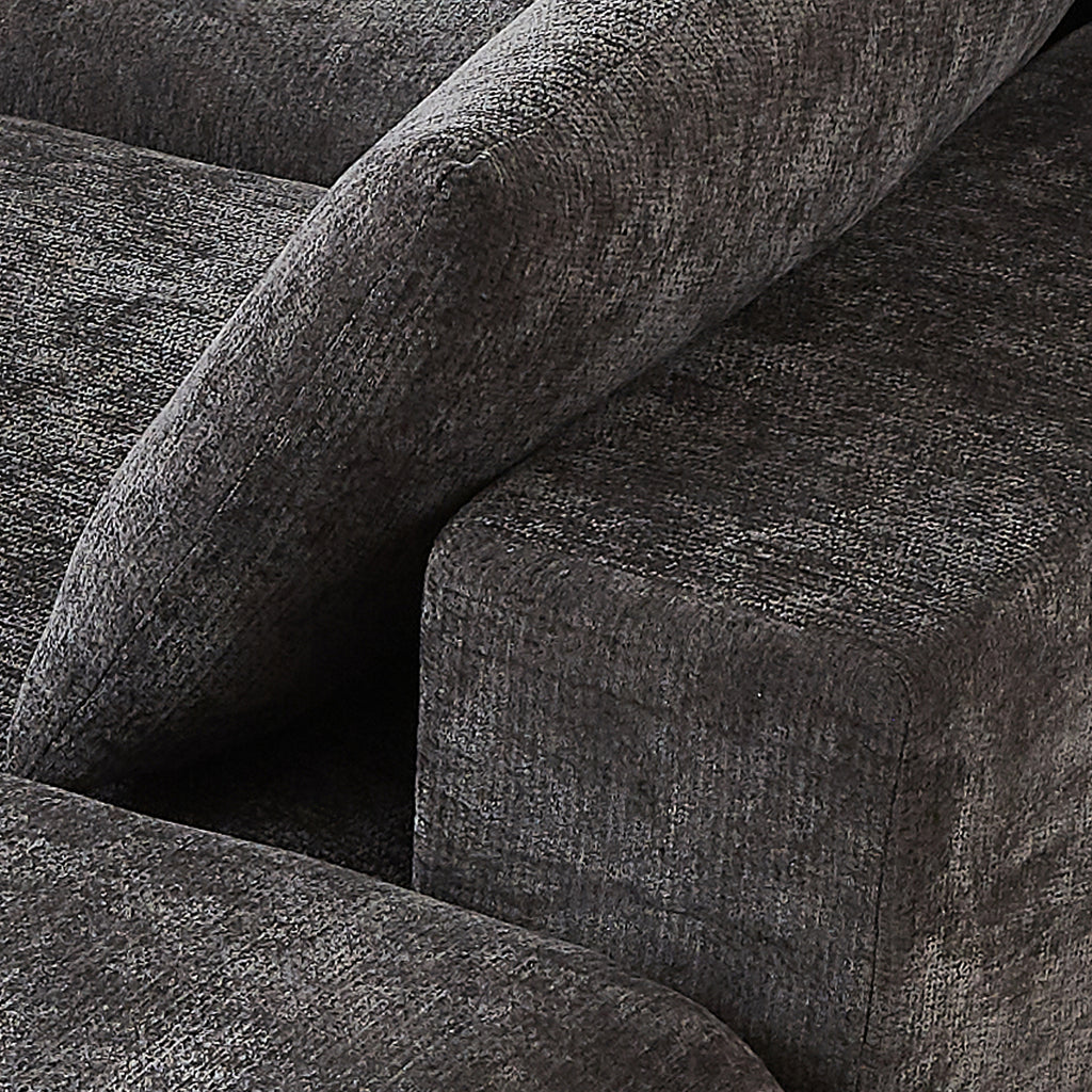 Close-up of Chenille Cloud Sofa backrest and seat connection, emphasizing its sturdy build and plush chenille fabric for modern comfort.