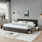 California King Upholstered Bed with Storage - Dark Gray.
