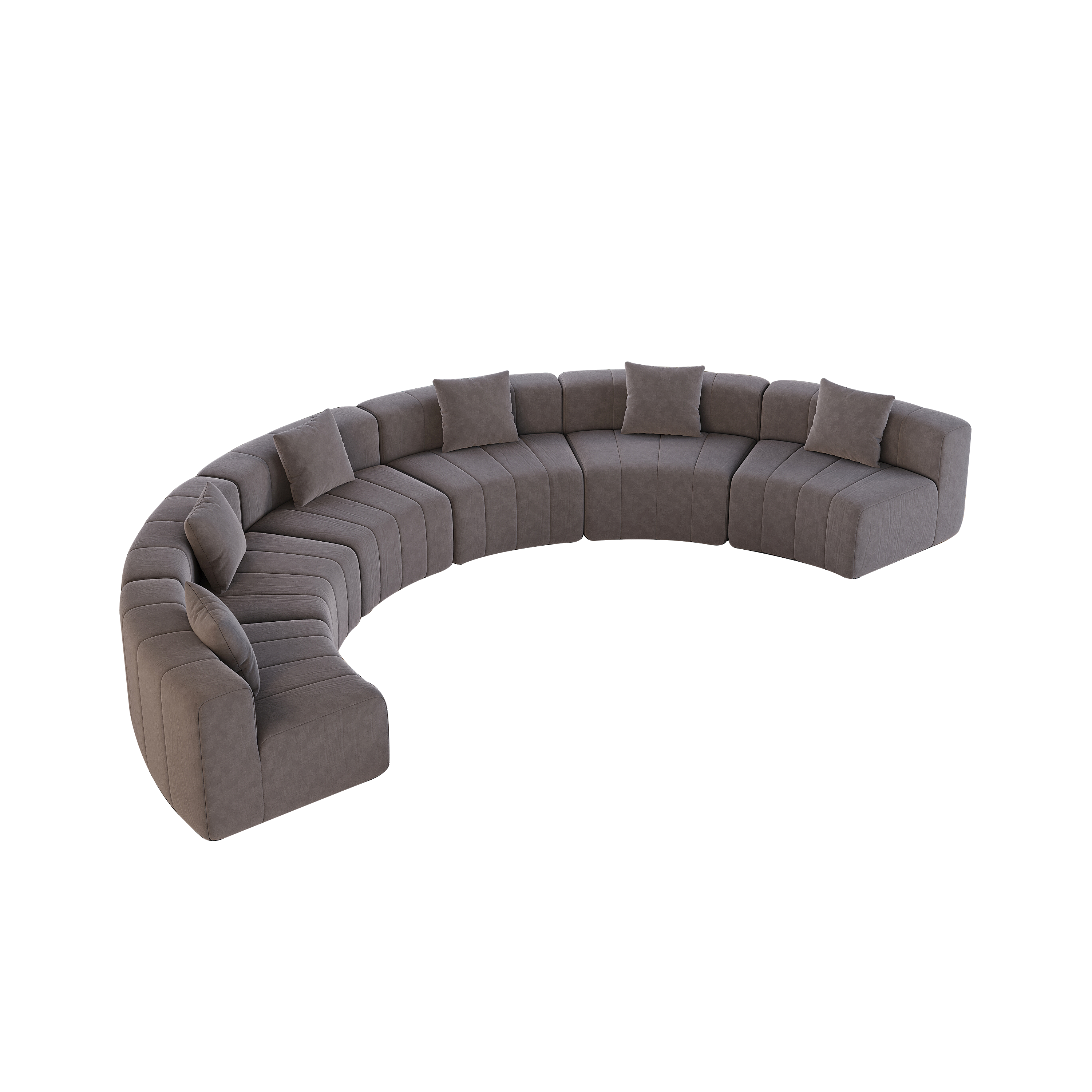 Curved Sectional Sofa with 6 Pillows for Living Room.