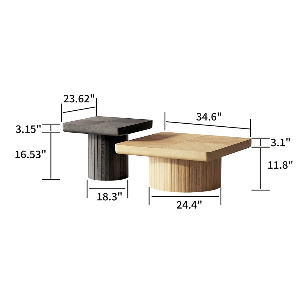 Modern Wood Nesting Coffee Table Set for Living Room.