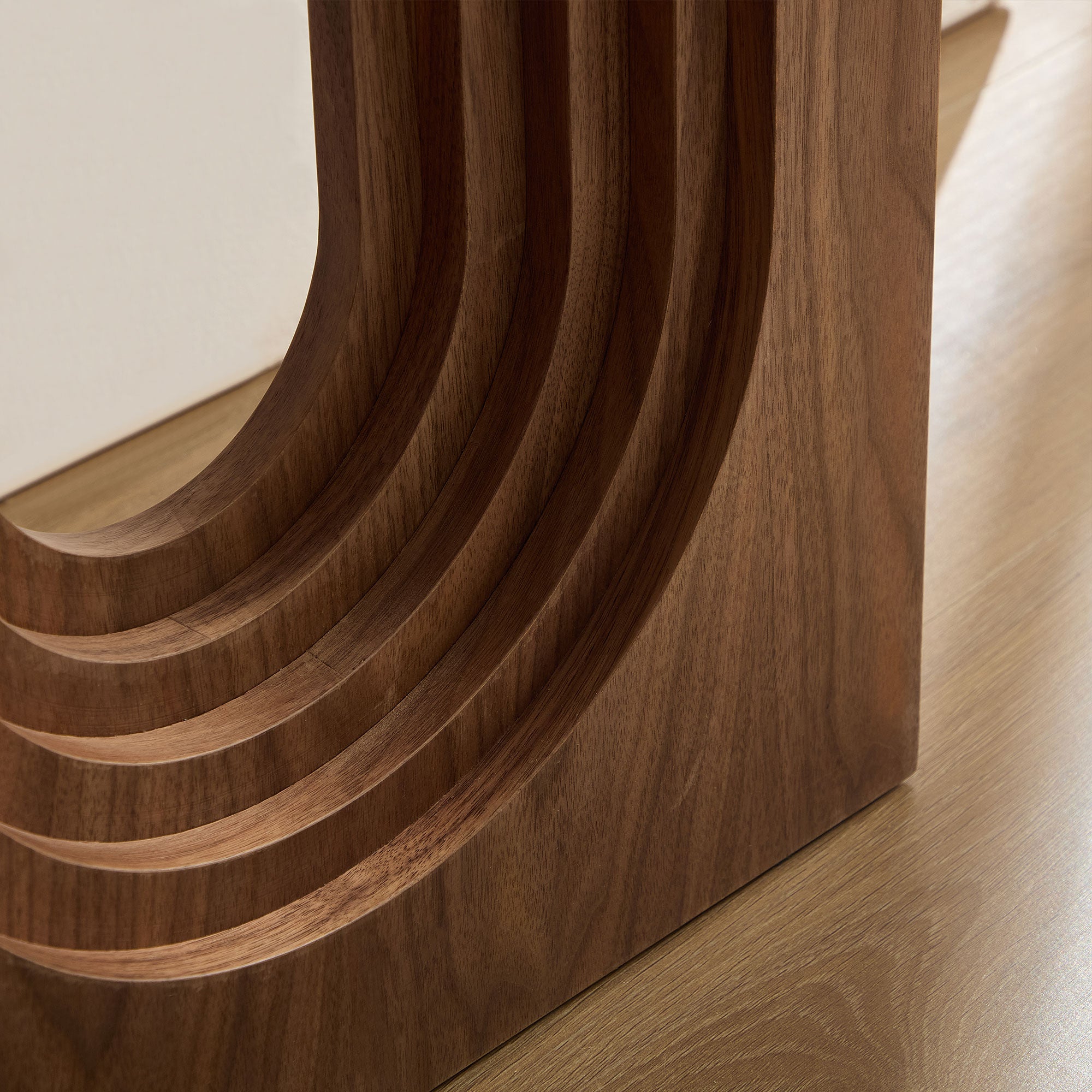 Walnut Modern Console Table with Loopback Design
