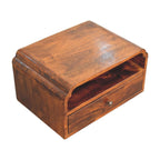 Solid Wood Wall-Mounted Chestnut Bedside Unit.