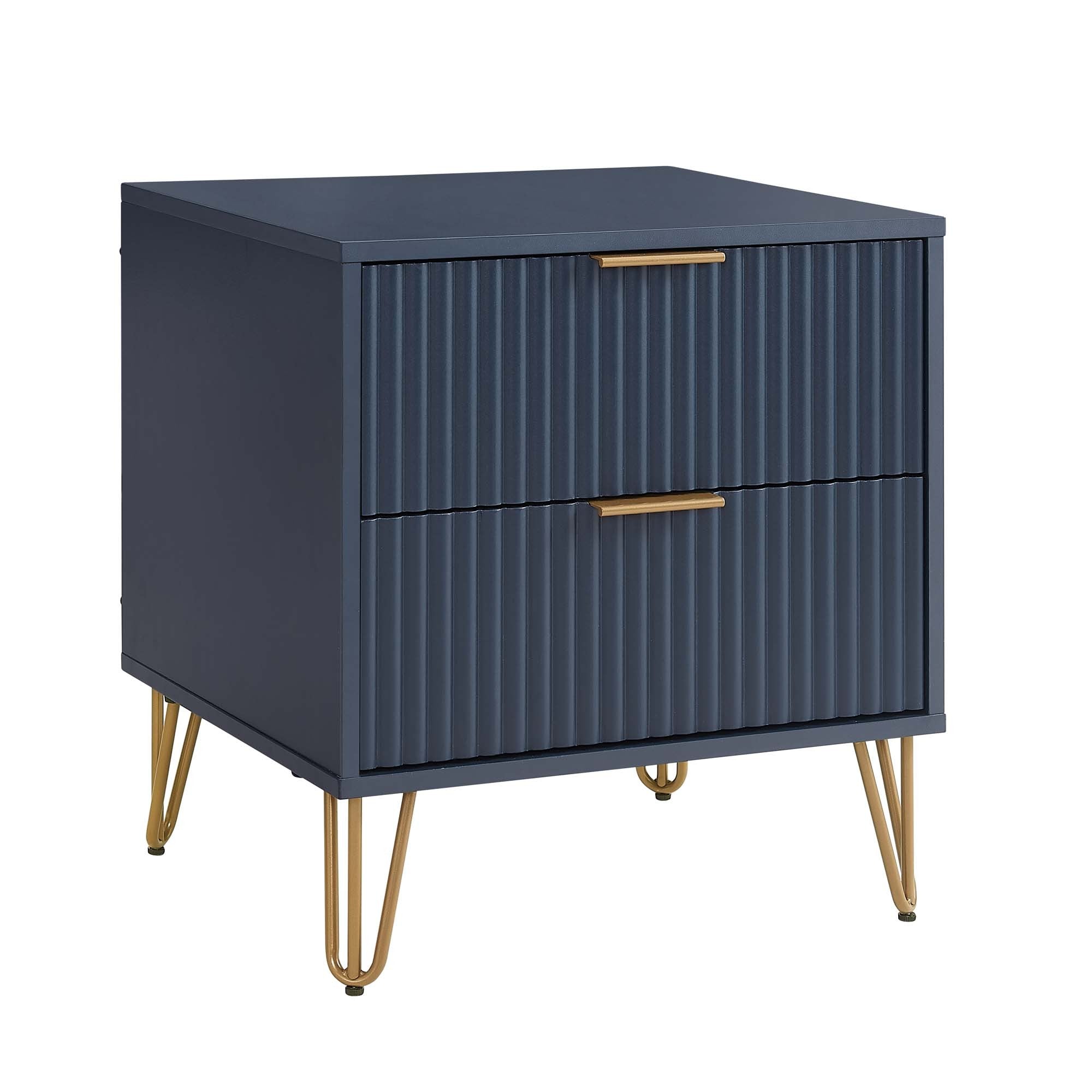 Dumbo 20' Fluted Nightstand in Midnight Blue (2-Drawer)
