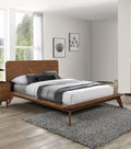 Walnut Full Size Platform Bed - Solid Wood & Mattress Ready.