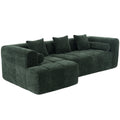 101-Inch Green Chenille Modular Sectional Sofa with Deep Tufted Seats