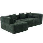 101-Inch Green Chenille Modular Sectional Sofa with Deep Tufted Seats