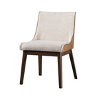 Elegant Mid-Century Modern Side Chair with curved panel back and padded seat, crafted in solid wood with a walnut finish.