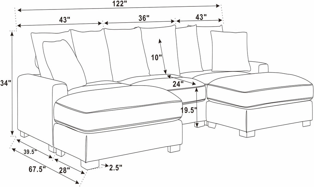 Wynisha 122'' Corduroy Sofa for Modern Living Rooms.