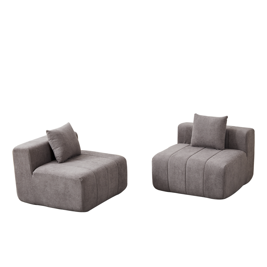 Modular Chenille Sofa Sectional with 2 Pillows.