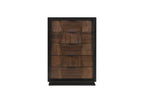 Front view of Houston 5-Drawer Chest - Walnut featuring symmetrical drawer layout and sleek black trim for contemporary bedrooms.