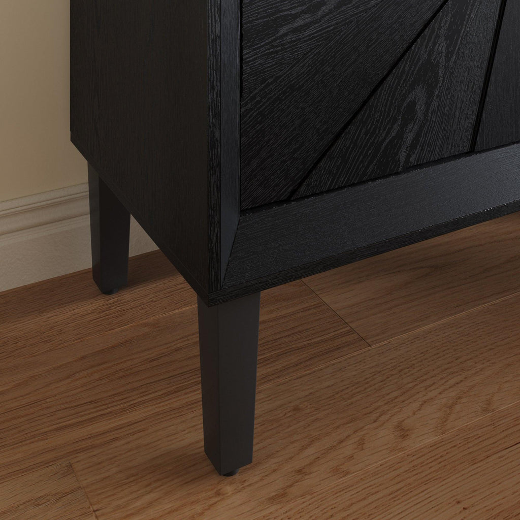 Black Farmhouse Credenza with Sunburst Door Design.