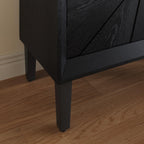 Black Farmhouse Credenza with Sunburst Door Design.