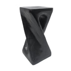 Outdoor Side Table,Twist Shape End Table,Decorative Accent Table,Garden Stool Table for Patio Balcony Beach Pool Side,Lightweight Concrete,Wood Like Texture,Black Color.