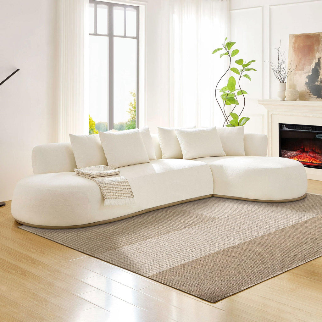 Oversized L-Shape Sectional Sofa with Right Chaise in Beige.