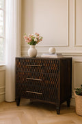 Solid Wood Arno Chest,Mocha Tone,3-Drawers