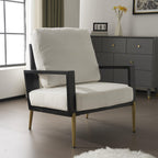 Mid-Century Modern Armchair - White Velvet and Gold Legs.