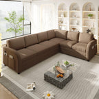L-Shaped Sofa Couch with Pull-Out Bed for Modern Living.