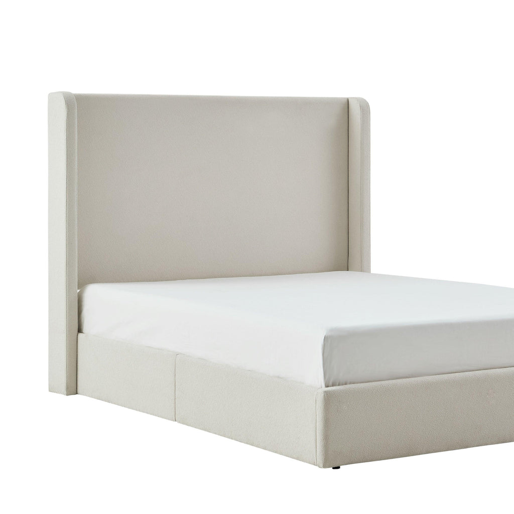 Carmen Wingback Bed Frame in Ivory Boucle - King Size.