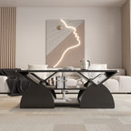 Engineered wood coffee table with modern geometric design and storage, styled in a contemporary living room with wall art.