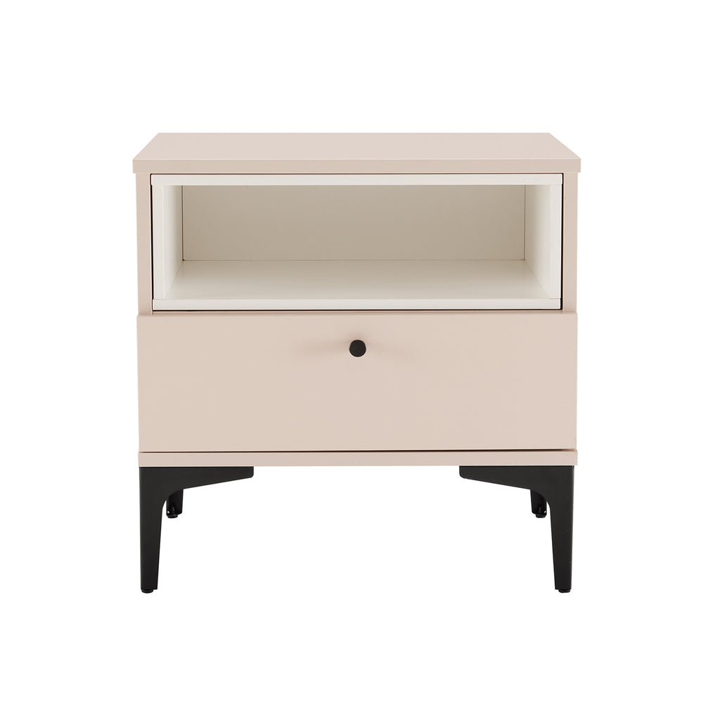 Amara 20' Nightstand in Pale Rose and White (1-Drawer)