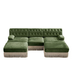 Modular Velvet Chesterfield Sofa with Tassel Skirt.