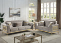 Antigua 5-Seater Chenille Living Room Set in Taupe with Gold Accents