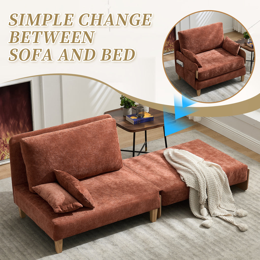 3-in-1 Convertible Sofa Bed Recliner easily transforms from chair to bed, ideal for leisure and overnight guests in small spaces.