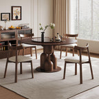 Wabi-Sabi Oak Round Table Set with 4 Chairs & Lazy Susan.