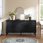Black Farmhouse Credenza with Sunburst Door Design.